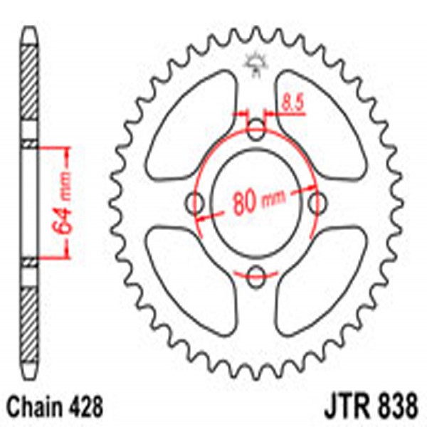 JT JT Rear Sprockets R/W 838-45T YAM